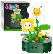 Klocki - Mini Klocki Konstrukcyjne Kwiatki Z Buźkami Białe Żółte 142 el. LEAN TOYS - miniaturka - grafika 1