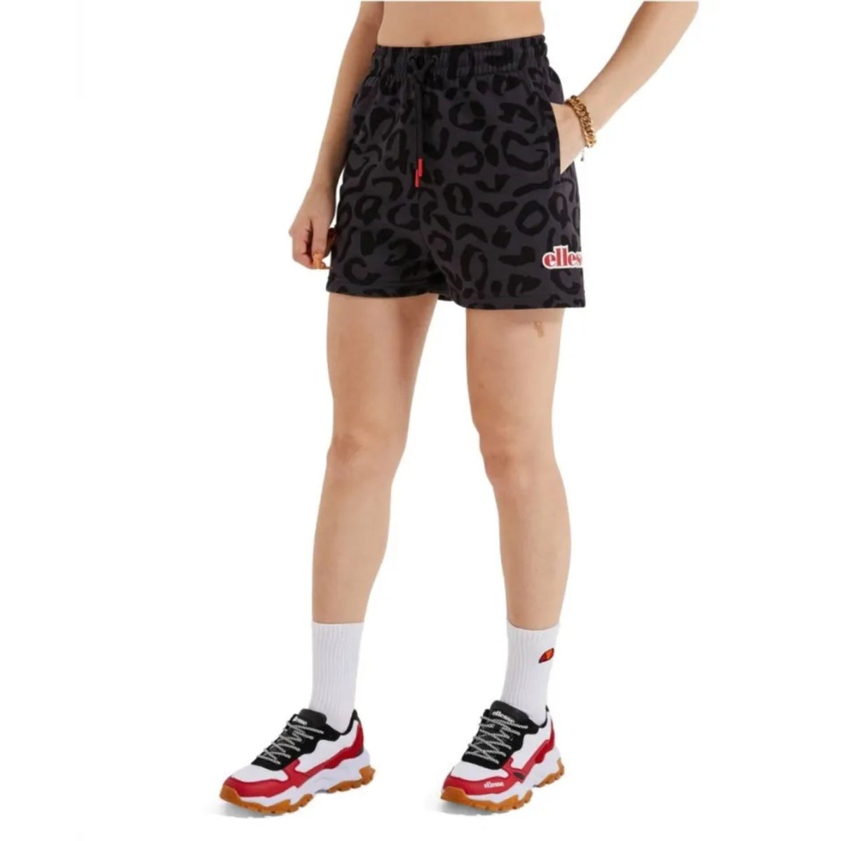 Spodenki damskie Ellesse Pencil sportowe bawełniane szare w centki -L