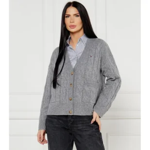 Tommy Hilfiger Wełniany kardigan Regular Fit - Swetry damskie - miniaturka - grafika 1