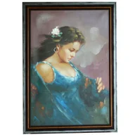 Obrazy i zdjęcia na płótnie - Obraz Kobieta w niebieskiej sukni 50 x 70 cm - miniaturka - grafika 1