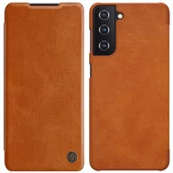 Etui i futerały do telefonów - Nillkin Qin skórzana kabura etui Samsung Galaxy S21+ 5G (S21 Plus 5G) brązowy - miniaturka - grafika 1