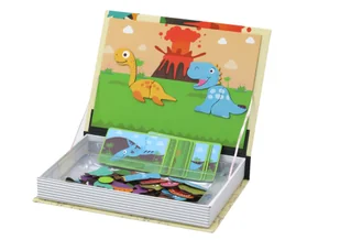 Książka Magnetyczna Puzzle Układanka Dinozaury Karty Łamigłówka 64 ele. - Zabawki interaktywne dla dzieci - miniaturka - grafika 2