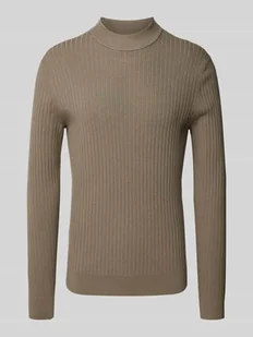 Sweter z dzianiny z mieszanki wiskozy ze wzorem ze stójką - Swetry męskie - miniaturka - grafika 1