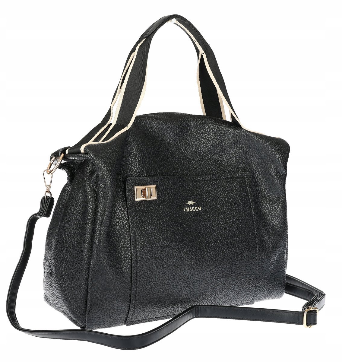 Torebka Damska Shopper Listonoszka na Ramię włoska marka CH3320 Czarna