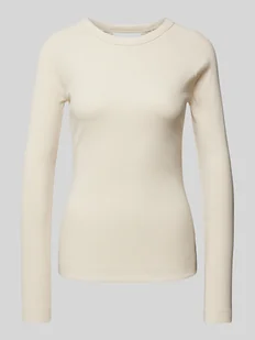 Bluzka o kroju slim fit z długim rękawem i efektem prążkowania - Bluzki damskie - miniaturka - grafika 1