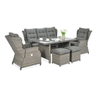 Meble ogrodowe - Meble technorattanowe BALTIMORE DINING + PUFY Melange - miniaturka - grafika 1