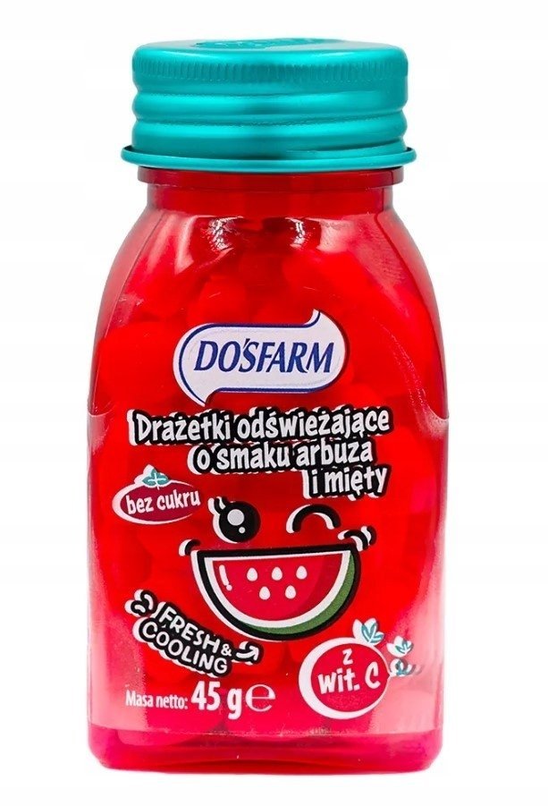 DOSFARM Drażetki odświeżające o smaku arbuza i mięty 45g