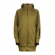 Bluzy damskie - Bluza długa damska bawełniana oliwka gruba kieszenie na zamek CUNA 2XS - miniaturka - grafika 1