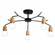 Lampy sufitowe - Lampa Sufitowa Wisząca Skandynawska Loft Drewno 5 - miniaturka - grafika 1