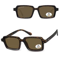 Okulary korekcyjne, oprawki, szkła - Panterkowe prostokątne okulary przeciwsłoneczne z polaryzacją MP57B - miniaturka - grafika 1