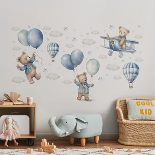 Naklejki Na Ścianę Dla Dzieci MISIE Balony Samoloty Chmurki Gwiazdki ZESTAW - Naklejki na ścianę - miniaturka - grafika 1