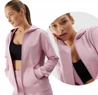 Bluzy damskie - Bluza dresowa rozpinana z kapturem damska 4F 4FWSS24TSWSF0956-56S Różowy - miniaturka - grafika 1