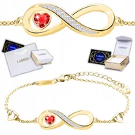 Bransoletki - Złota Bransoletka SREBRO 925 Czerwona Cyrkonia Nieskończoność POZŁACANA 585 - miniaturka - grafika 1