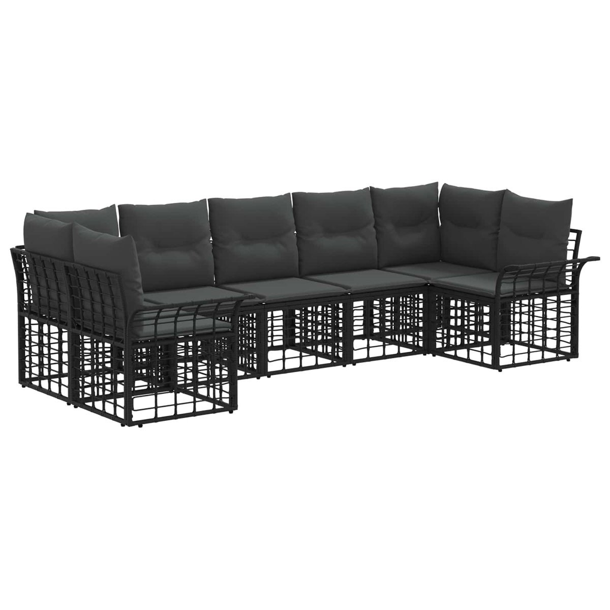 vidaXL Zestaw sof na zewnątrz 7 pcs Czarny i Ciemnoszary Poliester