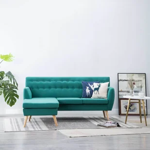 vidaXL Sofa z leżanką, obita tkaniną, 171,5 x 138 x 81,5 cm, zielona - Narożniki - miniaturka - grafika 1