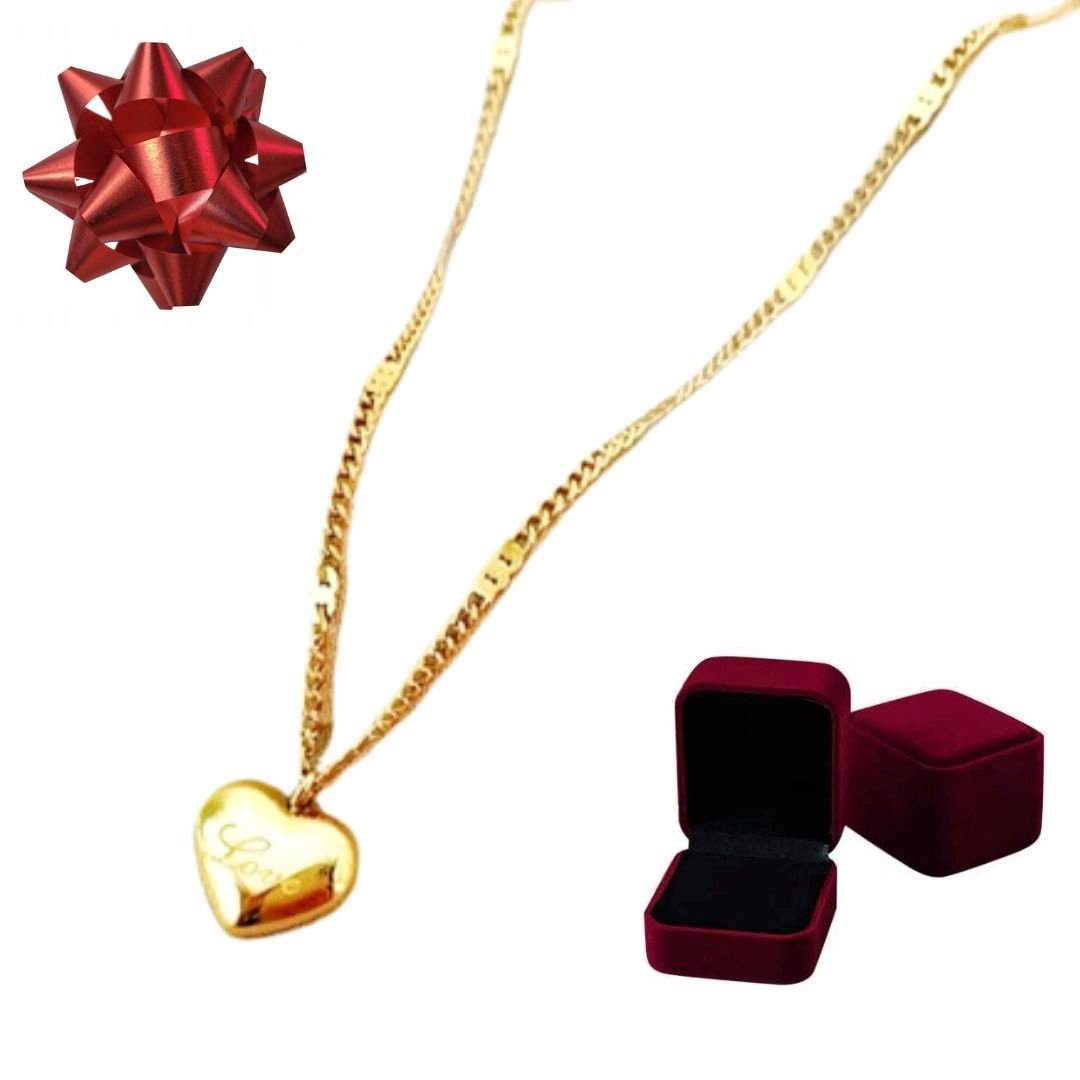 Złoty naszyjnik serce 18K prezent + ozdobne pudełko Walentynki