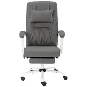 Fotele i krzesła biurowe - shumee Krzesło biurowe z funkcją masażu szare obite sztuczną skórą - miniaturka - grafika 1