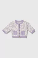 Swetry dla dziewczynek - United Colors of Benetton kardigan niemowlęcy kolor fioletowy lekki - miniaturka - grafika 1
