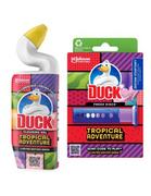 Środki do WC - Zestaw do czyszczenia WC Duck Tropical Adventure Krążki żelowe zestaw startowy + żel 750 ml - miniaturka - grafika 1