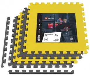 Hop-Sport Mata puzzle EVA 1cm szaro/żółta - 4 sztuki - Maty do ćwiczeń - miniaturka - grafika 1
