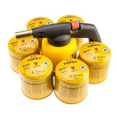 Lutownice - Lampa lutownicza gazowa na naboje + 6 naboi gazowych z zaworkiem TOPEX - miniaturka - grafika 1