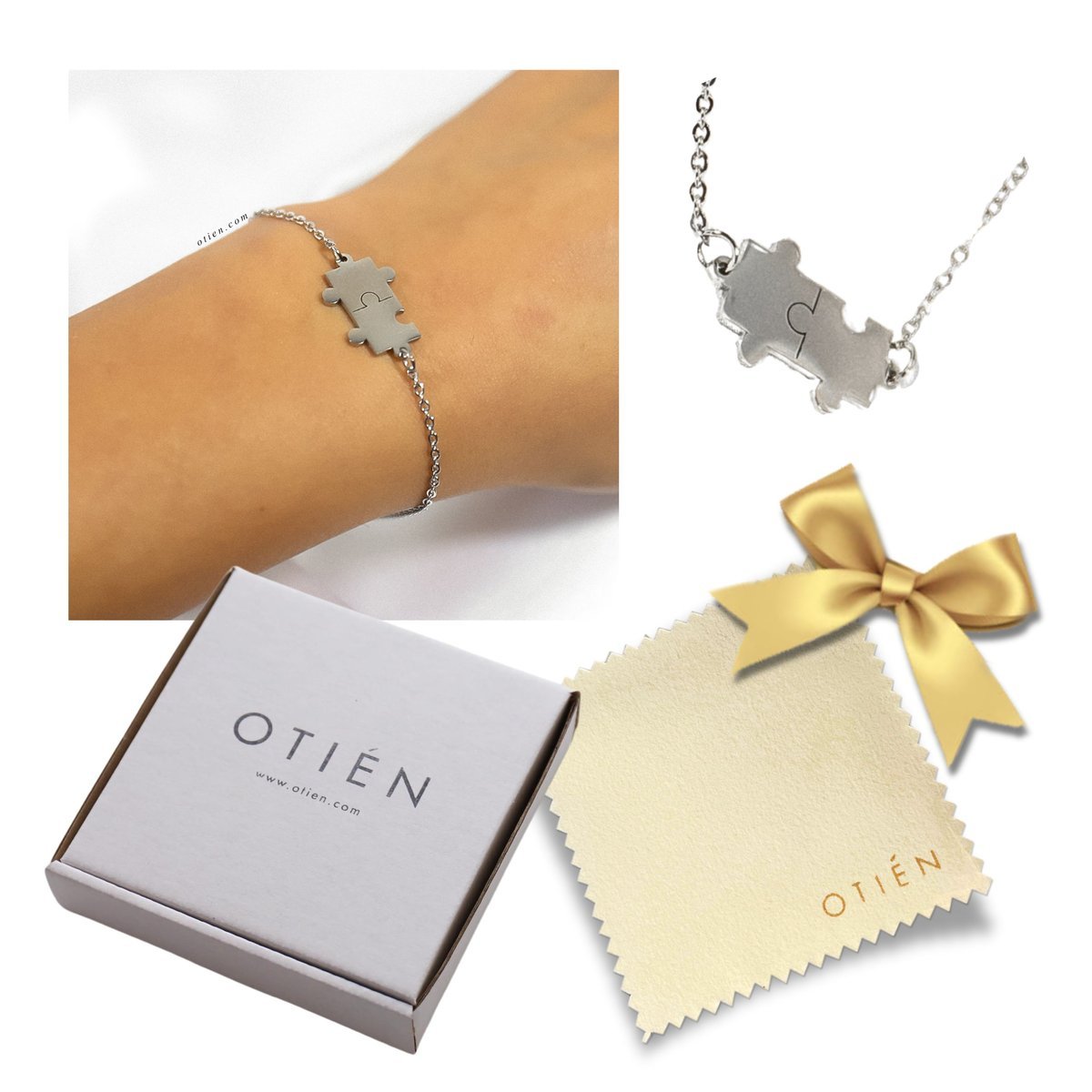 Bransoletka Puzzle Srebrna ze Stali Nierdzewnej – Symboliczna Elegancja od Otien