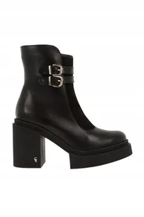 BOTKI NA KLOCKU CARINII B9239 CZARNE SKÓRA NATURALNA R.37 - Botki damskie - miniaturka - grafika 1