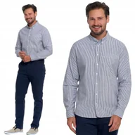 Koszule męskie - Koszula Męska Bawełniana Długi Rękaw W Paski Elegancka Klasyczna MORAJ XXL - miniaturka - grafika 1
