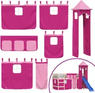 Zabezpieczenia dla dzieci - Zasłony i wieża do łóżka piętrowego, różowe, poliester - miniaturka - grafika 1