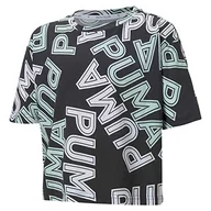 Koszulki dla dziewczynek - Puma Dziewczęcy nowoczesny T-shirt sportowy AOP Tee G z krótkim rękawem czarny czarny 37 58143051 - miniaturka - grafika 1