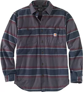 Carhartt Męska koszula z podszewką Rugged Flex Relaxed Fit, średnio ciężki polar flanelowy, Paski cienia, S - Koszule męskie - miniaturka - grafika 1