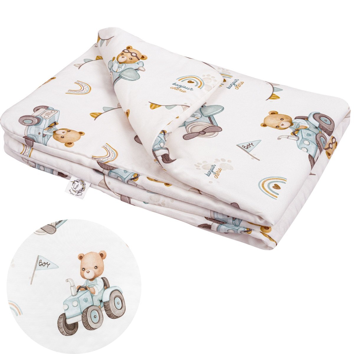 Bawełniana Kołderka Przedszkolaka 100x150 cm Traktory