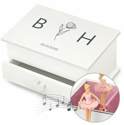 Szkatułka na biżuterię z pozytywką i szufladką z nadrukiem dla pary na ślub rocznicę - Pozytywki dla dzieci Szkatułka na biżuterię z pozytywką i szufladką z nadrukiem dla pary na ślub rocznicę - Pozytywki dla dzieci - miniaturka - grafika 1