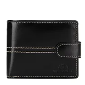 Portfele - Męski portfel ze skóry naturalnej czarny - miniaturka - grafika 1