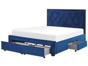 Łóżka - Łóżko z szufladami welurowe 160 x 200 cm niebieskie LIEVIN Lumarko - miniaturka - grafika 1