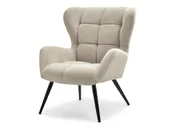 Fotele - WELUROWY FOTEL SKANDYNAWSKI KIKORI BEŻOWY Z CZARNYMI NOGAMI - miniaturka - grafika 1