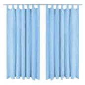 Zasłony - vidaXL Zasłony z mikrosatyny, 2 szt, pętelkami, 140x175 cm, turkus - miniaturka - grafika 1