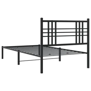 Metalowa rama łóżka z wezgłowiem, czarna, 90x200 cm - Łóżka - miniaturka - grafika 7