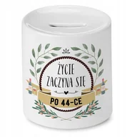 Skarbonki - Skarbonka na Urodziny 44 44te 44-te na Prezent z Nadrukiem ze Zdjęciem + Opakowanie na prezent (wzór 01) - miniaturka - grafika 1