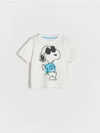 Bluzki dla niemowląt - Reserved - Bawełniany t-shirt Snoopy - złamana biel - miniaturka - grafika 1