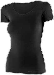 Brubeck SS1398W Koszulka damska z krótkim rękawem COMFORT MERINO czarny XL - Koszulki sportowe damskie - miniaturka - grafika 1