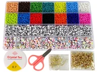 Prace ręczne dla dzieci - Zestaw Koralików Do Robienia Biżuterii Litery Słowa 14 Kolorów - miniaturka - grafika 1