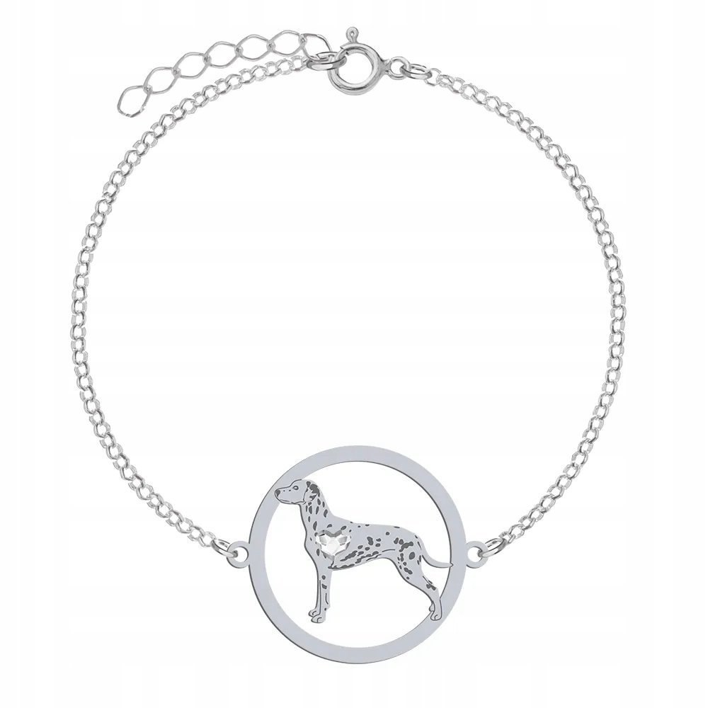 Bransoletka Srebro z psem rasy Dalmatian Dog 925 DEDYKACJA GRAWER GRATIS