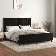 Łóżka - Lumarko Rama łóżka z zagłówkiem, czarna, 160x200 cm, aksamitna - miniaturka - grafika 1