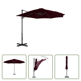 The Living Store Parasol wiszący z aluminiowym słupkiem - 300 cm - czerwony - Parasol Wiszący - Parasole ogrodowe - miniaturka - grafika 1