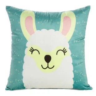 Poszewka dekoracyjna KIDS 45x45 Design91 turkusowa biała alpaka - Pościel dla dzieci - miniaturka - grafika 1