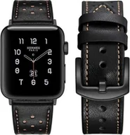 Akcesoria do smartwatchy - Best Accessories PASEK SKÓRZANY DO APPLE WATCH 1/2/3/4/5/6 38/40MM BLACK - miniaturka - grafika 1