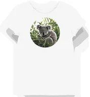 Koszulki i topy damskie - Koszulka damska biała z nadrukiem koali na szarym tle XL - miniaturka - grafika 1