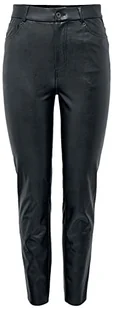 ONLY Damskie spodnie Onlemily Hw St ANK Faux Leather PNT Noos, czarny, 30-XL - Spodnie damskie - miniaturka - grafika 1