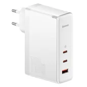 Ładowarki do telefonów - Baseus Ładowarka sieciowa GaN5 Pro 2xUSB-C + USB, 140W (biała) - miniaturka - grafika 1